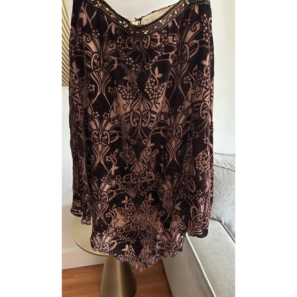 Vtg Brown Burnout Whimsygoth Asymmetrical Skirt L/XL Grunge Gothic